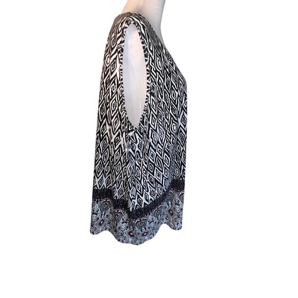 Ulla Popken women’s size L sleeveless gray geometric print WhimsyGoth tunic top - Picture 2 of 7